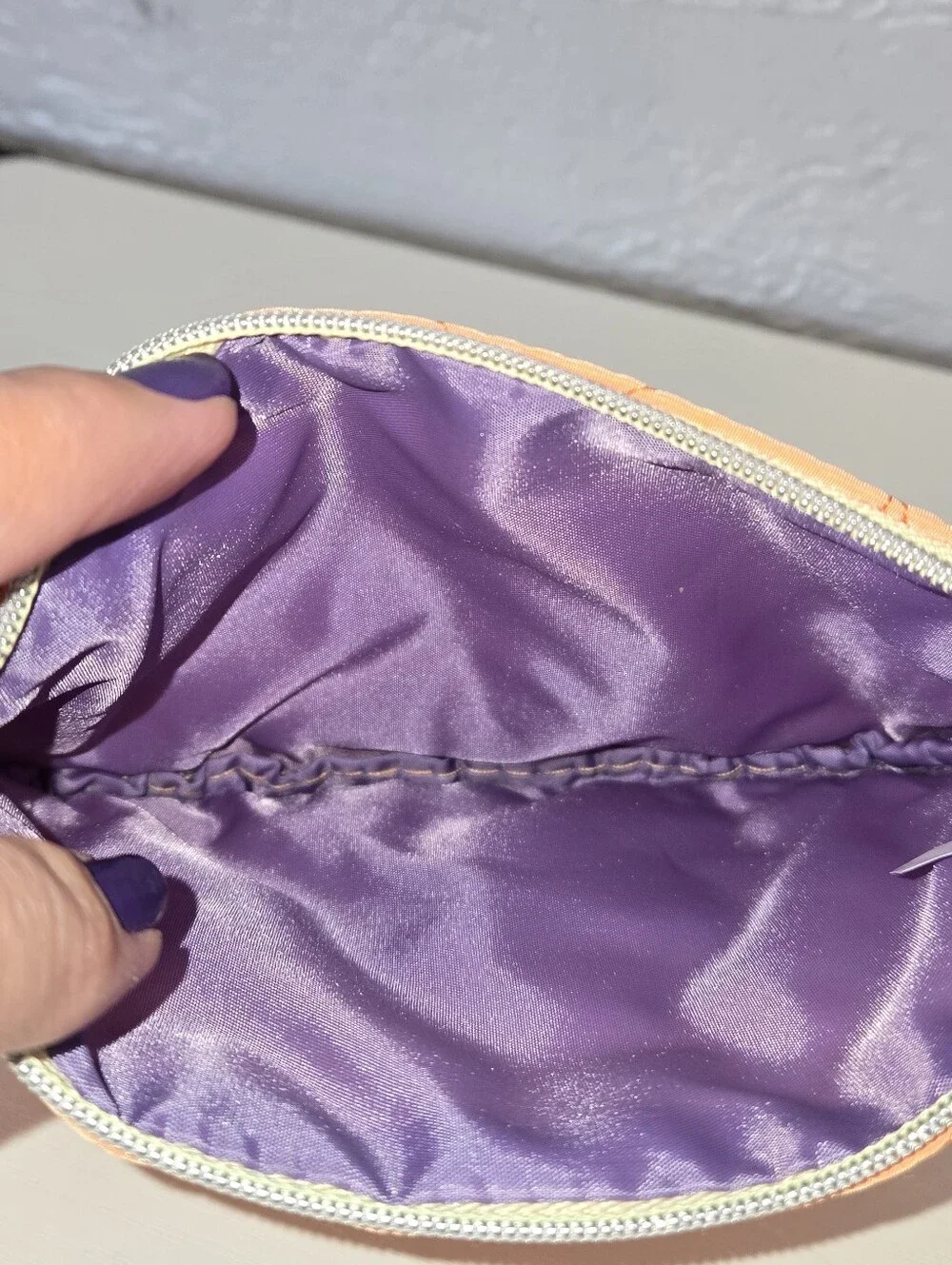 IPSY Orange Quilted Flower Pattern Make-up Pouch